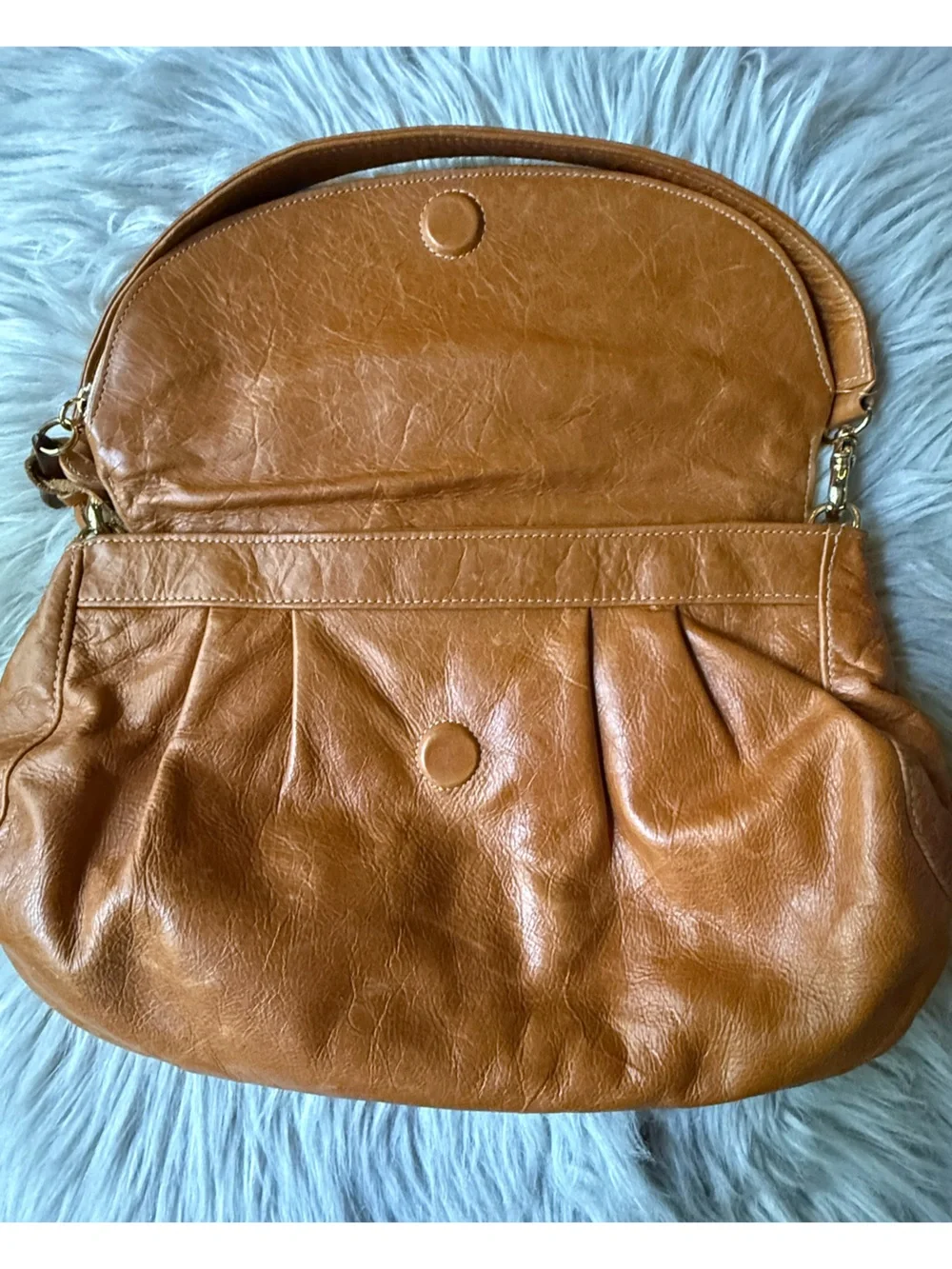 Zina Eva Cognac Leather Hobo Shoulder Bag